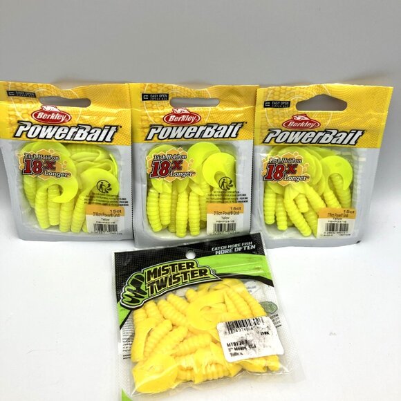 Berkley Powerbait 15 Count Yellow Fishing Grubs 3In Soft Plastic Baits lot - Picture 1 of 7